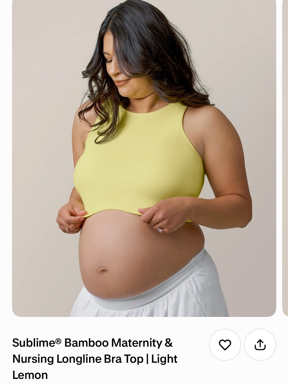 Kindred Bravely Bamboo Maternity & Nursing Longline Bra Top in Light Lemon- L